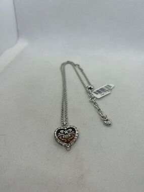 NWT Brighton Joy Heart- Silver Heart Pendant Necklace with Red Enamel Accent